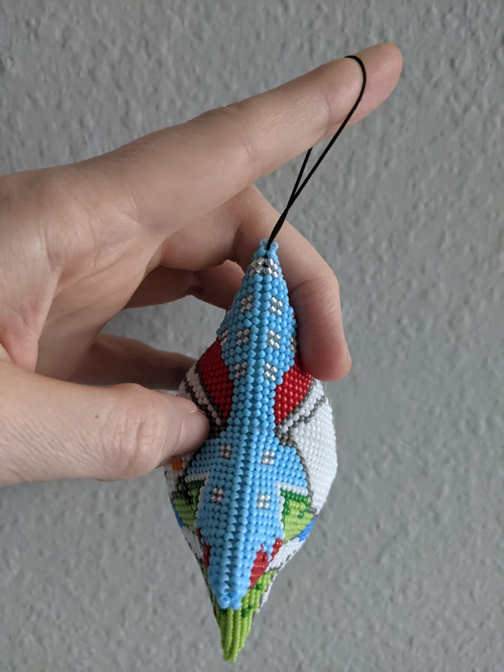 Handmade Blue Star Snowman Ornament with Red Hat